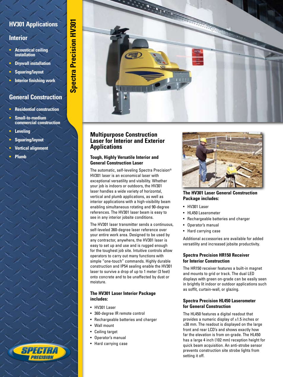 Spectra Precision HV301 Interior Laser User Manual | 2 pages