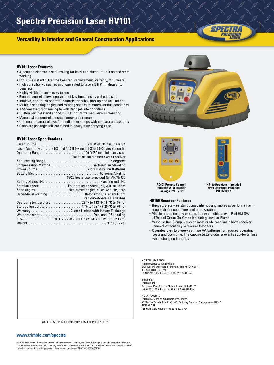 Spectra precision laser hv101 | Spectra Precision HV101 Interior Laser User Manual | Page 2 / 2