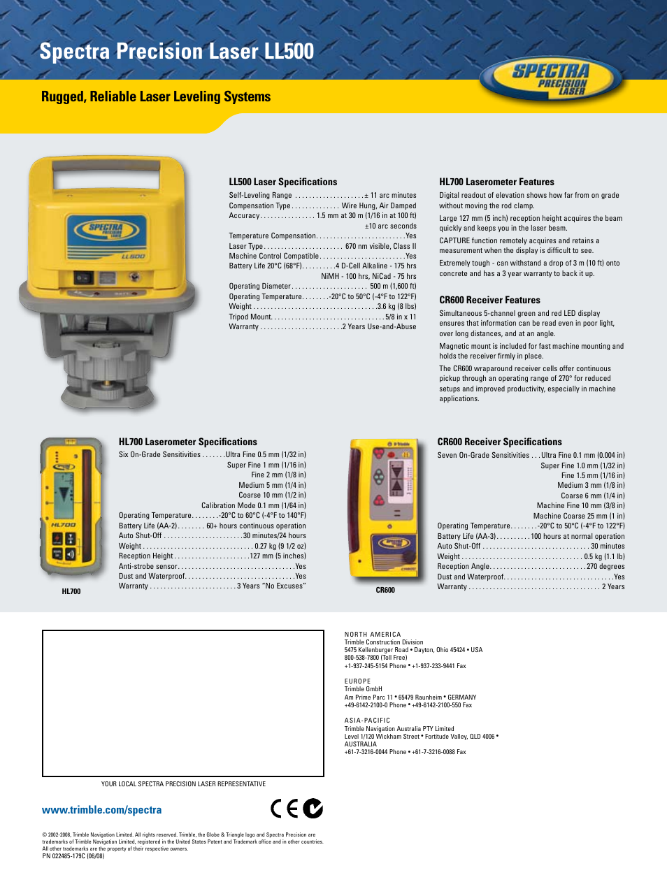 Spectra precision laser ll500, Rugged, reliable laser leveling systems | Spectra Precision LL500 Laser Level User Manual | Page 2 / 2