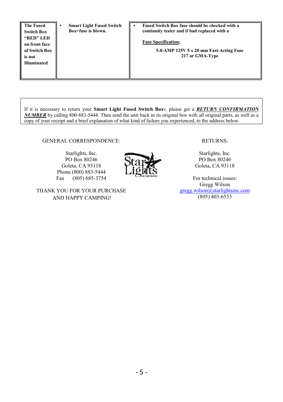 Star Lights Revolution 2000 Fused Relay Box User Manual | Page 5 / 5