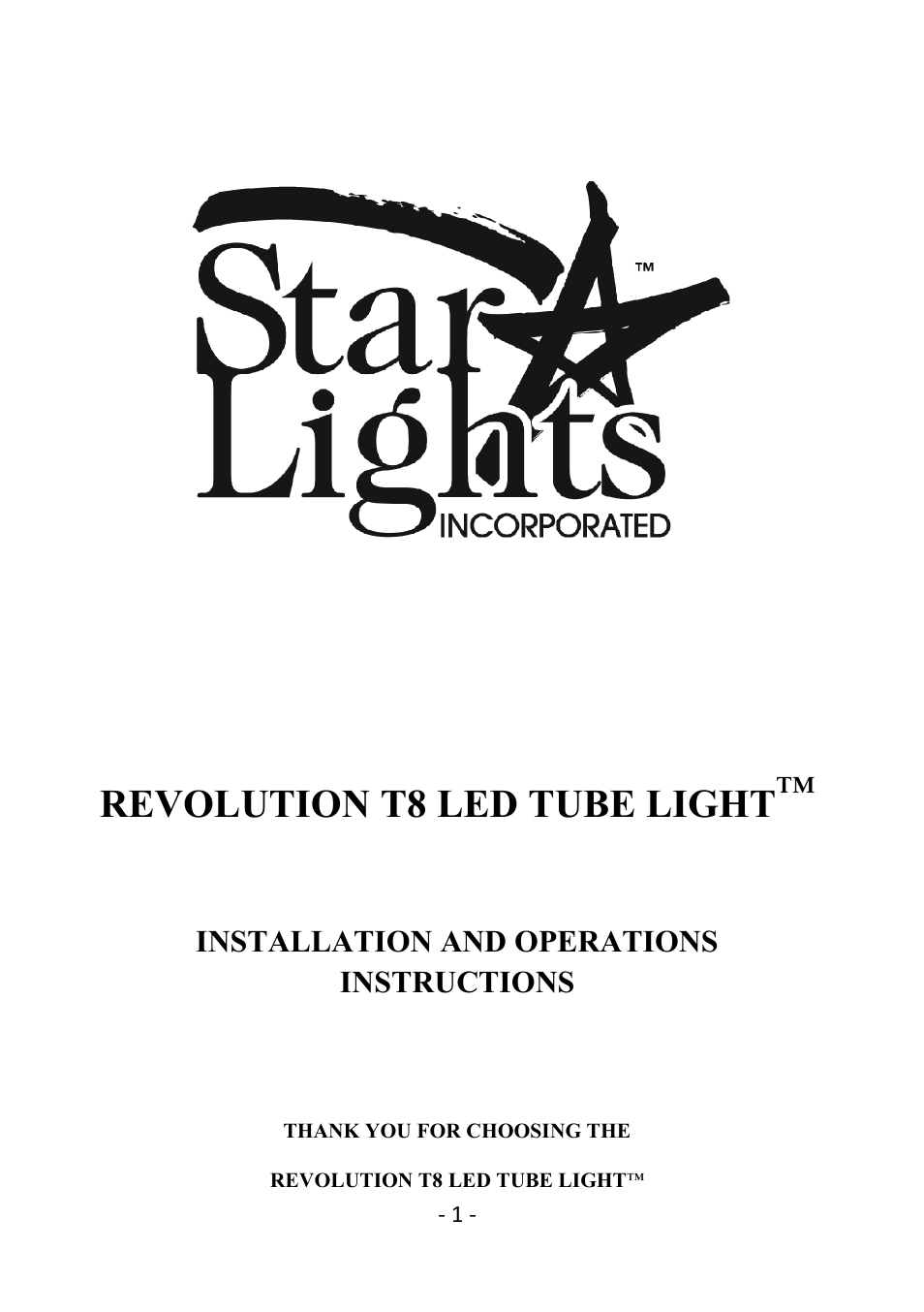 Star Lights Revolution T8-18 User Manual | 5 pages