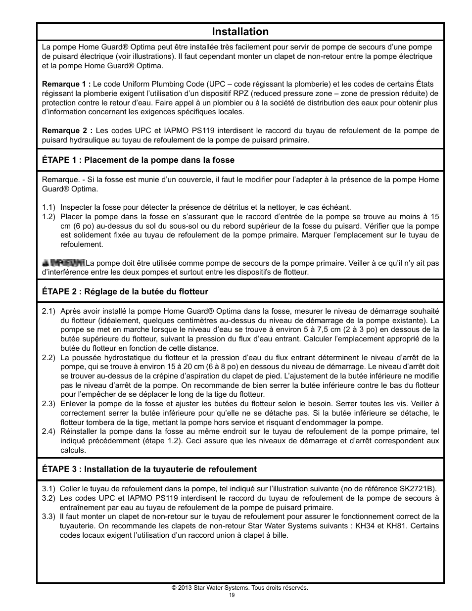 Installation | Star Water Systems S1503 User Manual | Page 19 / 24