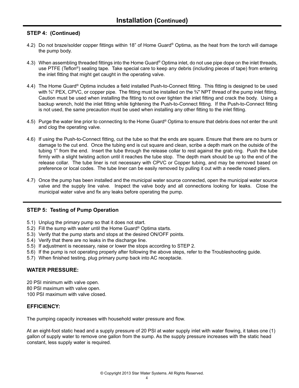 Installation | Star Water Systems S1503 User Manual | Page 4 / 24