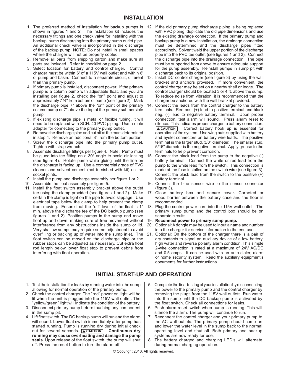Installation initial start-up and operation | Star Water Systems FB12DCC (Flint & Walling) User Manual | Page 3 / 8