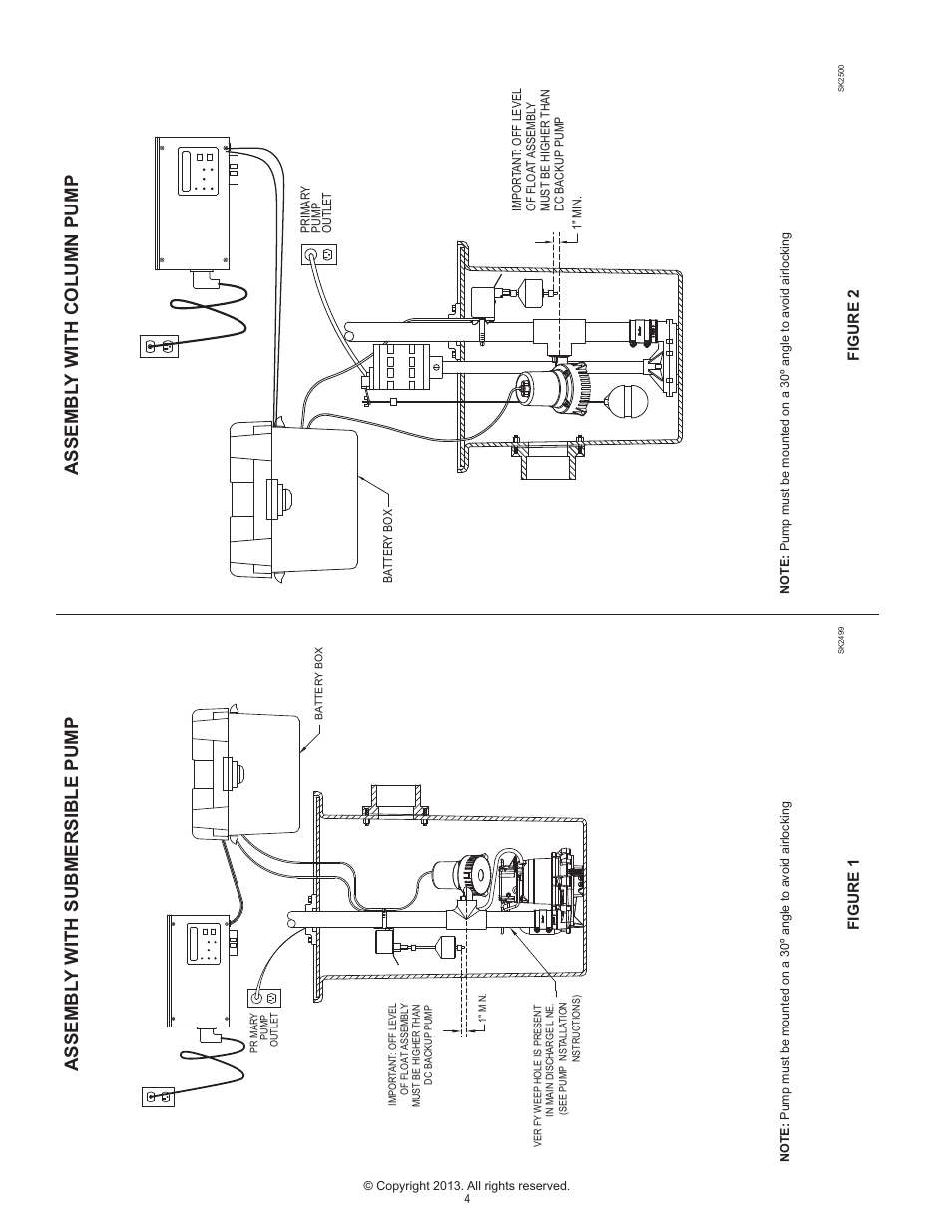Assembl y with column pump, Assembl y with submersible pump, Figure 1 | Figure 2 | Star Water Systems FB12DCC (Flint & Walling) User Manual | Page 4 / 8