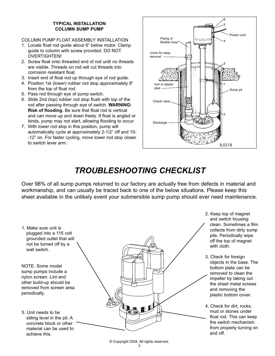 Troubleshooting checklist | Star Water Systems 440752 User Manual | Page 3 / 11