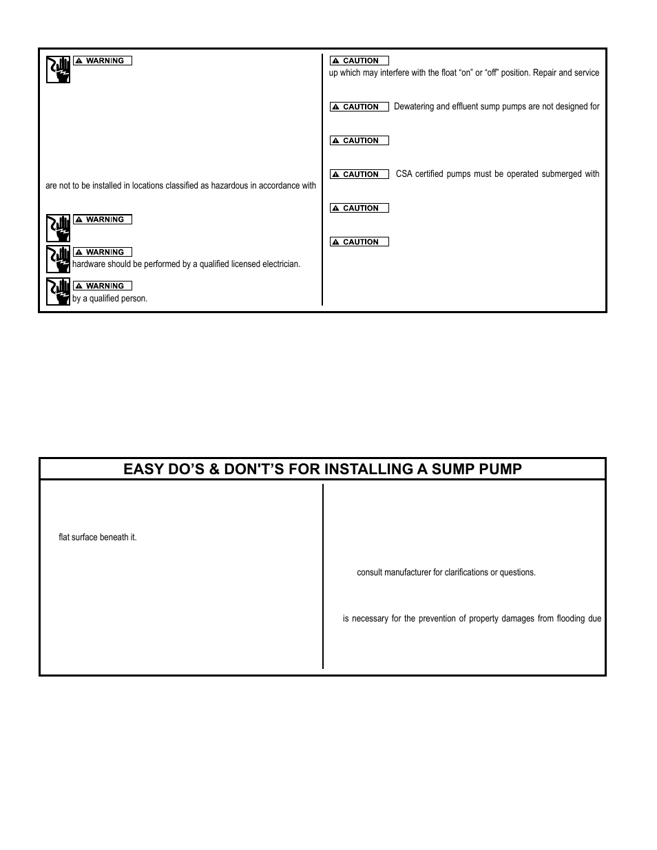 Easy do’s & don't’s for installing a sump pump | Star Water Systems ECP SERIES User Manual | Page 2 / 8