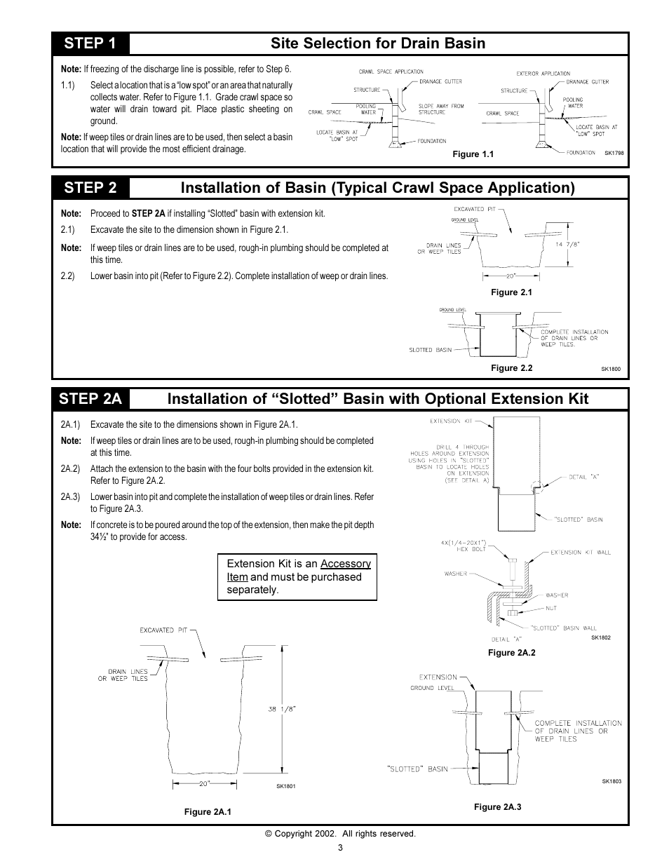 Step 1 site selection for drain basin | Star Water Systems S1108 User Manual | Page 3 / 8
