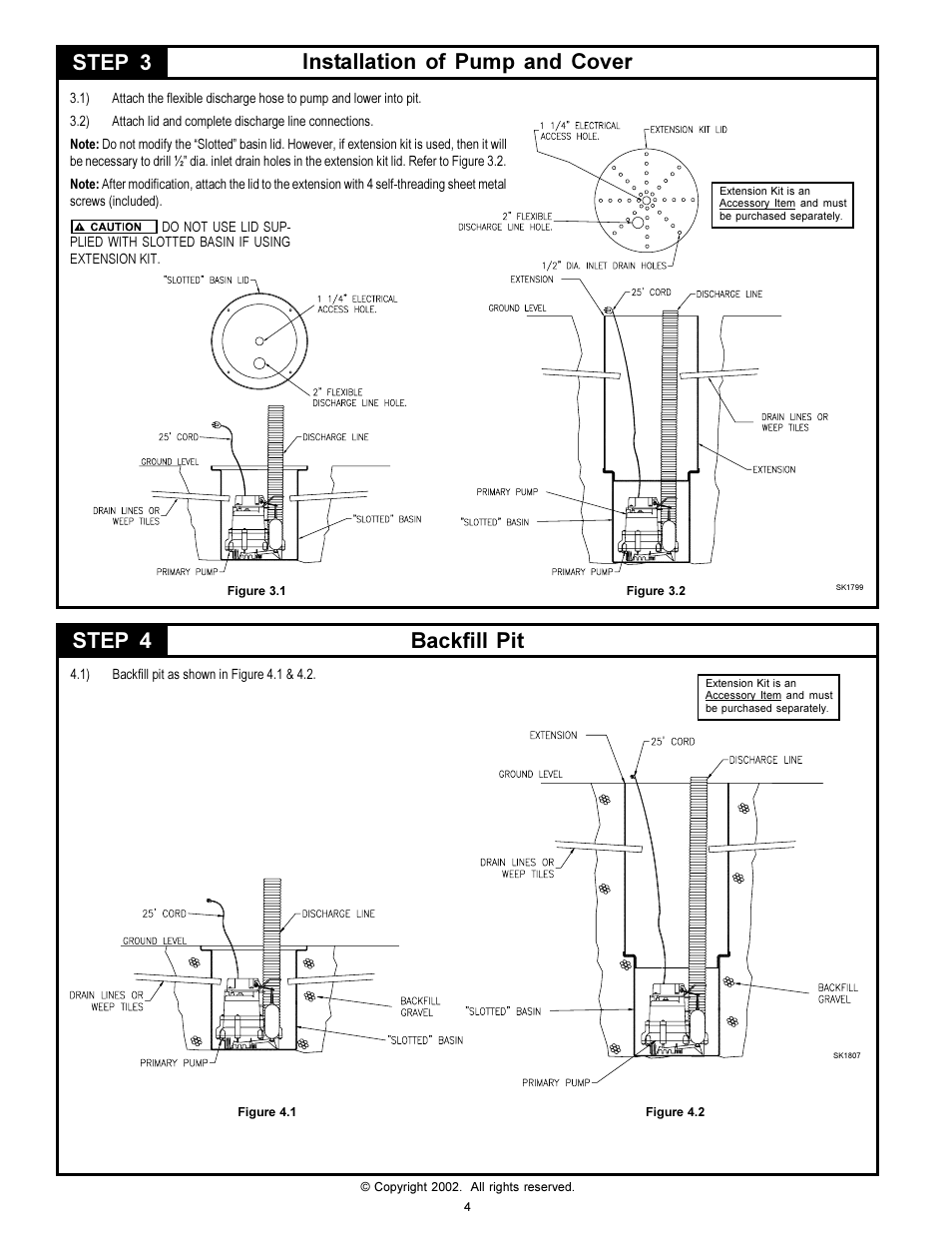 Installation of pump and cover, Backfill pit step 4 step 3 | Star Water Systems S1108 User Manual | Page 4 / 8