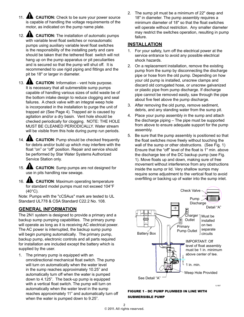 Star Water Systems 3SDHL User Manual | Page 2 / 6