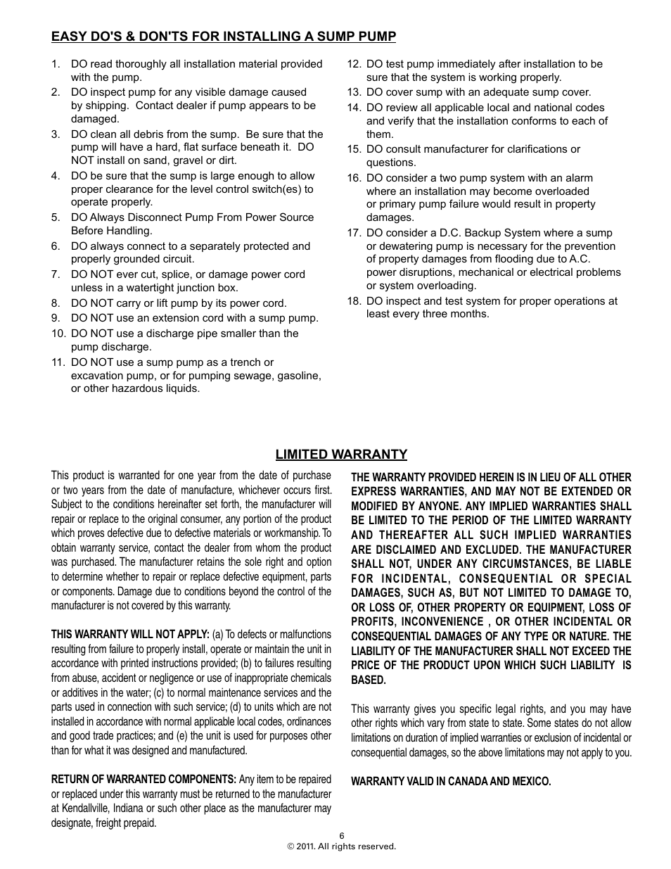 Star Water Systems 3SDHL User Manual | Page 6 / 6