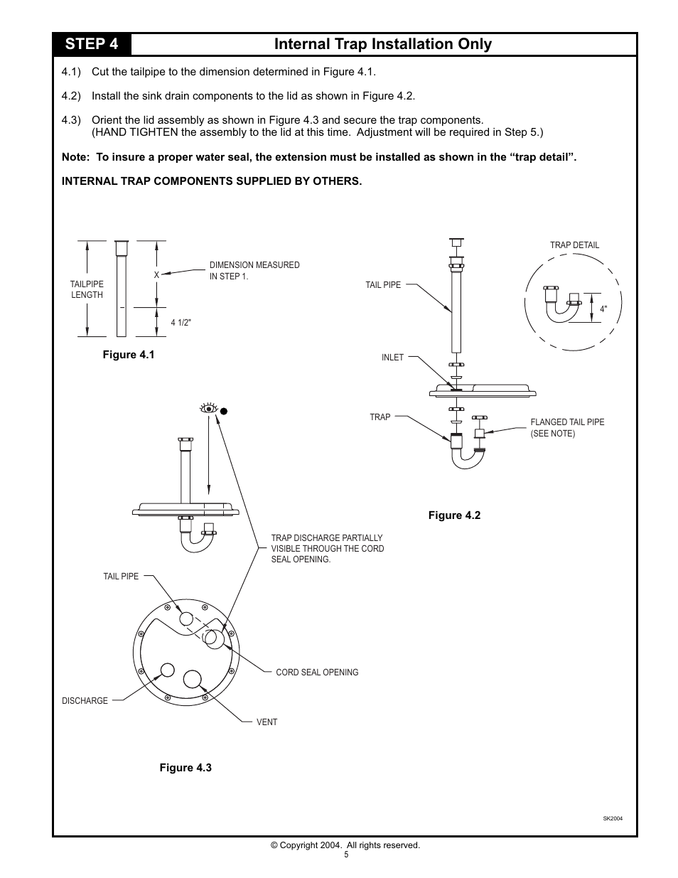 Step 4 internal trap installation only | Star Water Systems S1104 User Manual | Page 5 / 8