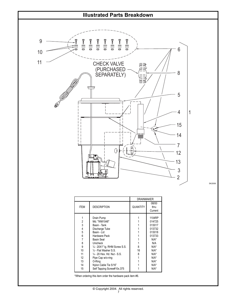 Illustrated parts breakdown | Star Water Systems S1104 User Manual | Page 7 / 8