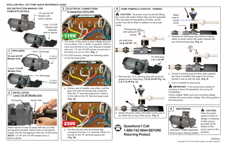 Star Water Systems SW Jet Pump User Manual | 1 page