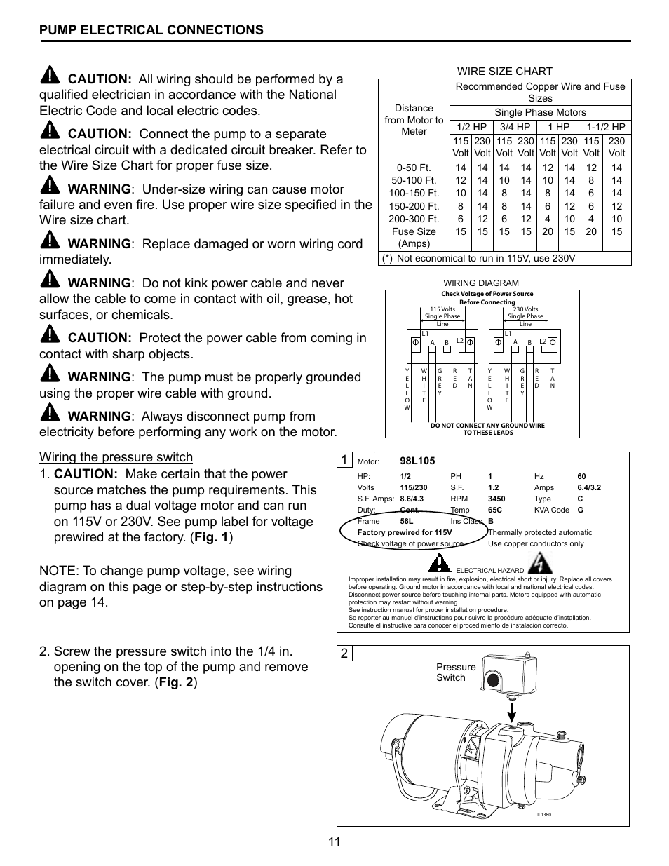 11 pump electrical connections | Star Water Systems EL10S User Manual | Page 11 / 20