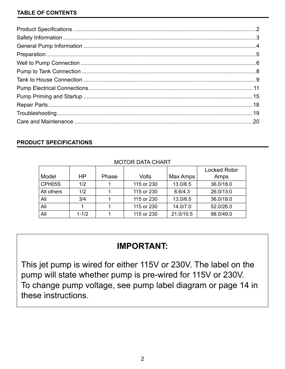 Star Water Systems EL10S User Manual | Page 2 / 20
