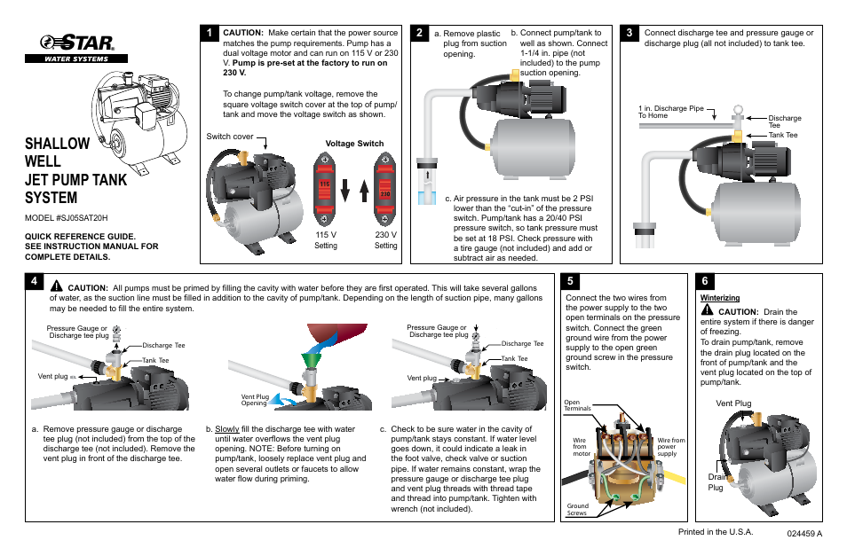 Star Water Systems SJ05SAT20H User Manual | 2 pages