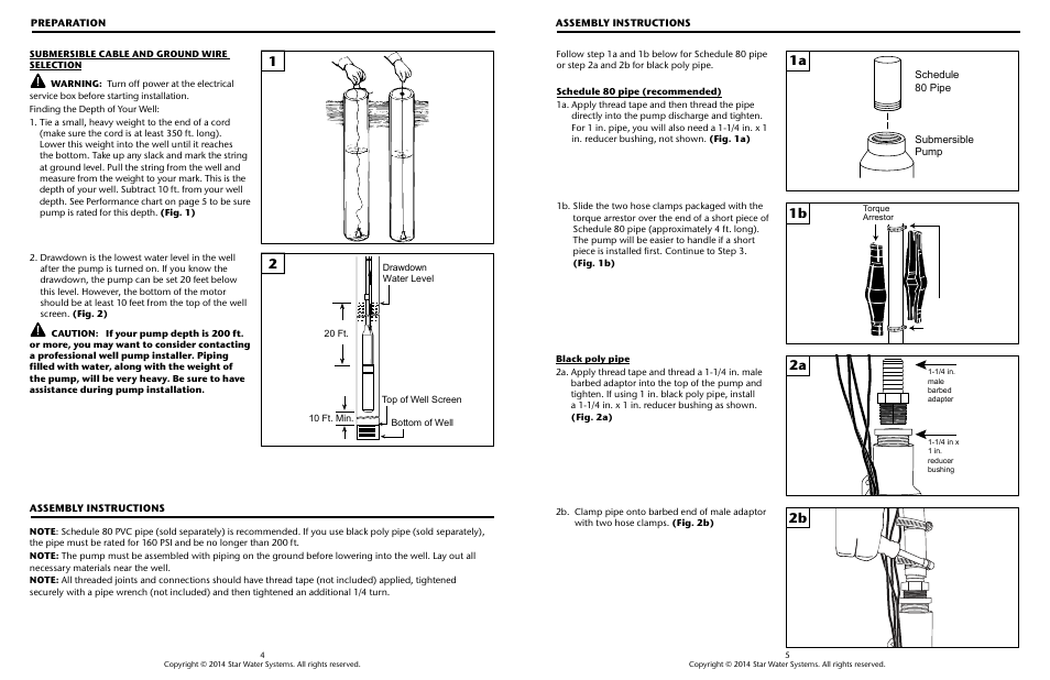 1a 1b | Star Water Systems Star 4in Sub Instr2&3-wire User Manual | Page 3 / 11