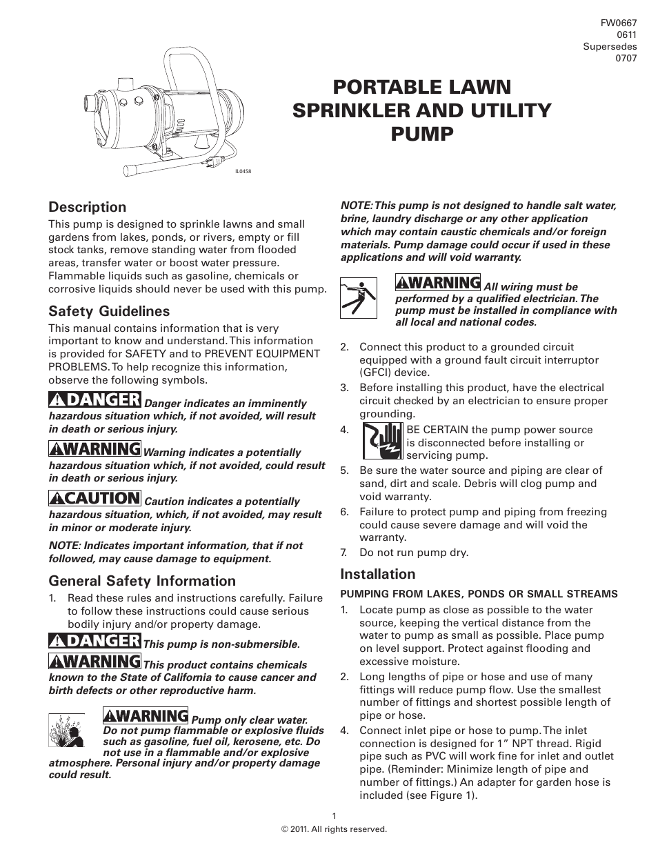 Star Water Systems HSPJ100 (Flint & Walling) User Manual | 4 pages