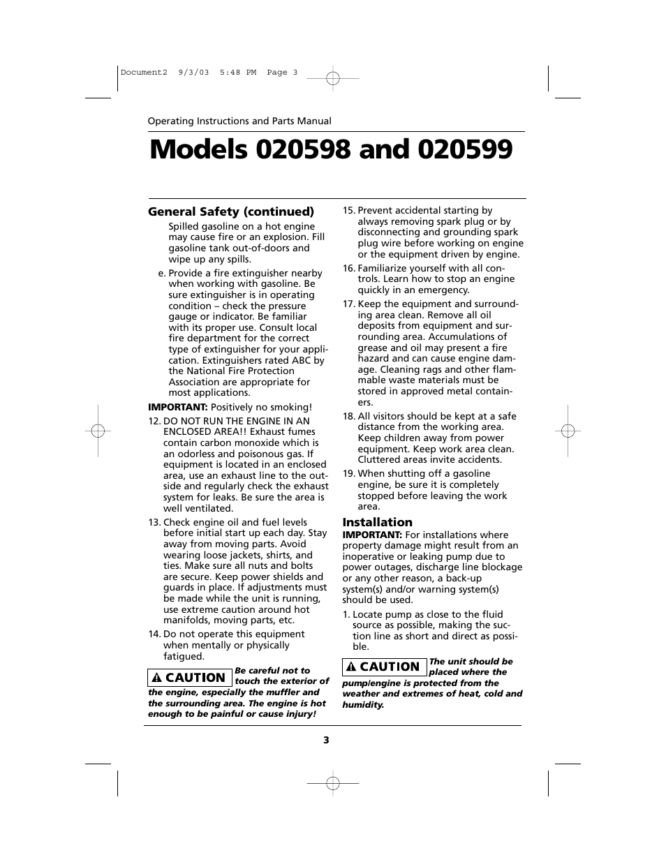 Star Water Systems FW0520 Gas Pump User Manual | Page 3 / 12