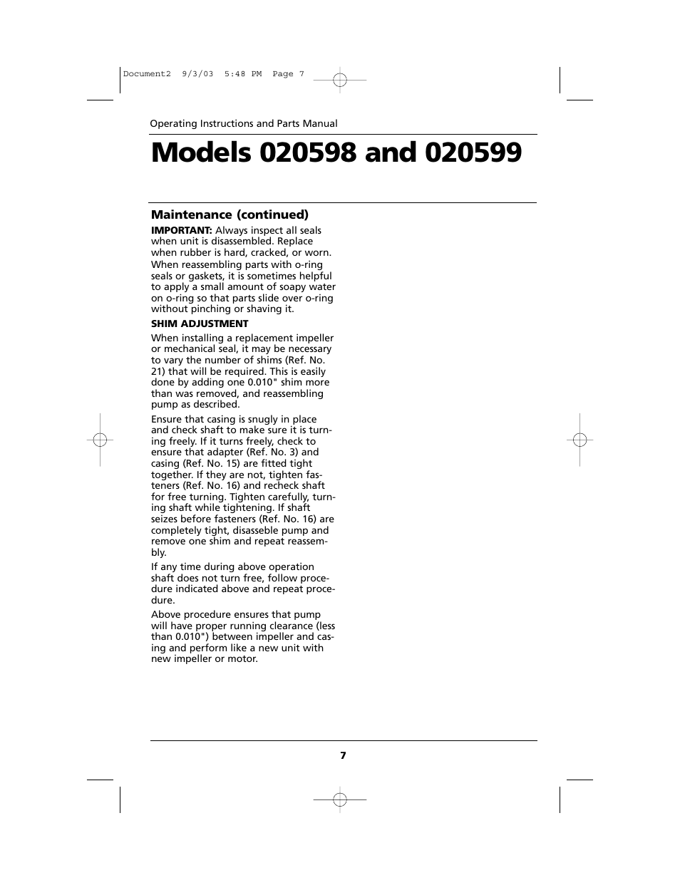 Star Water Systems FW0520 Gas Pump User Manual | Page 7 / 12