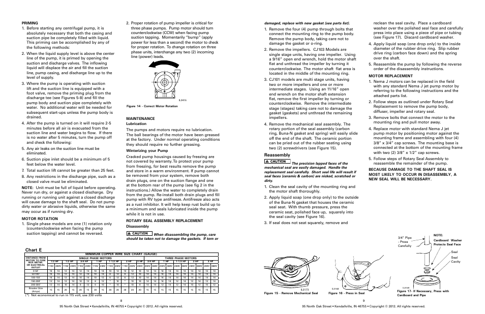 Chart e, Reassembly | Star Water Systems CJ101 (Flint & Walling) User Manual | Page 5 / 21