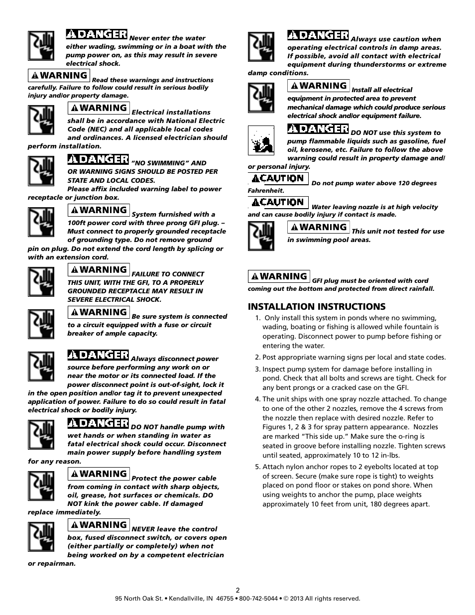 Flint & Walling 115V Pond and Fountain Systems FPS0501 User Manual | Page 2 / 4