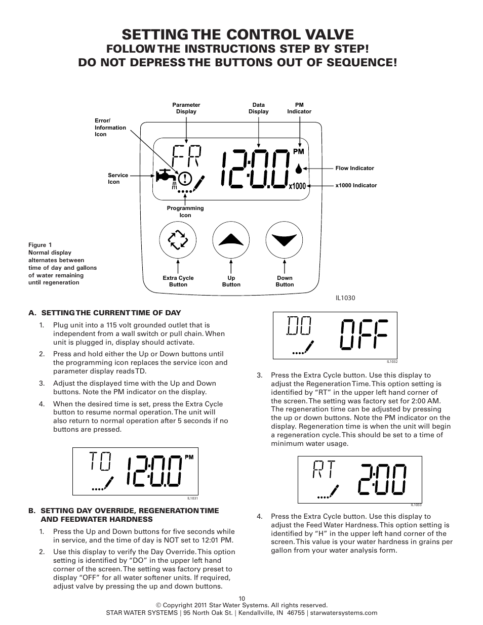 Setting the control valve | Star Water Systems S15DC39DR User Manual | Page 10 / 13