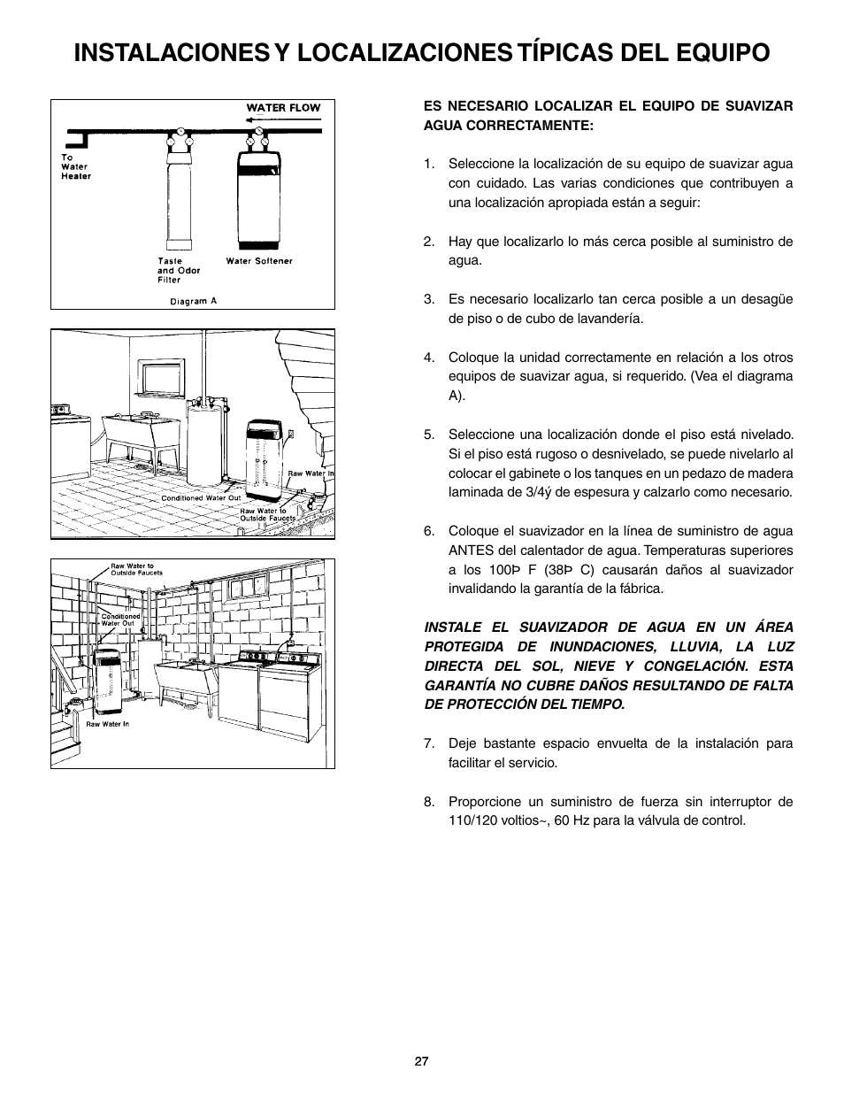 Instalaciones y localizaciones típicas del equipo | Star Water Systems Water Softener User Manual | Page 27 / 38