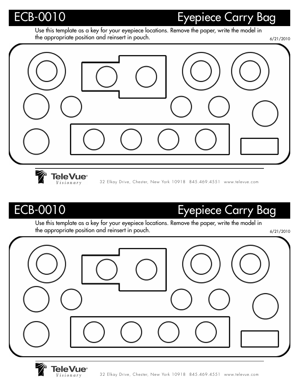 Tele Vue Eyepiece Carry Bag (ECB-0010) Diagram User Manual | 1 page