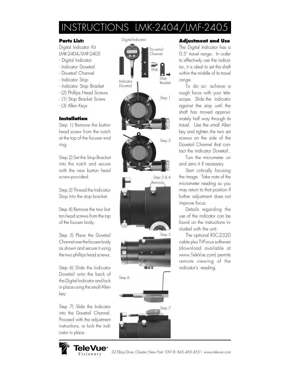 Tele Vue LMF-2405 User Manual | 1 page