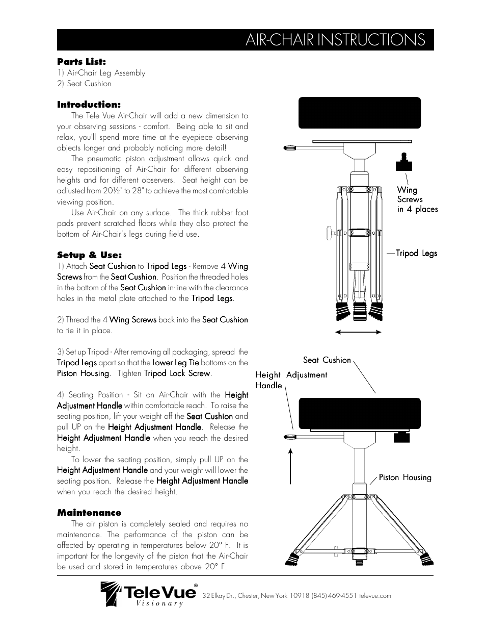 Tele Vue Air-Chair User Manual | 1 page