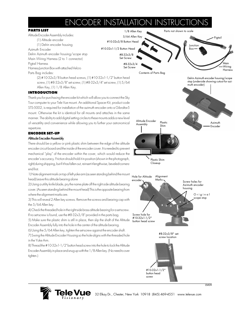 Tele Vue Encoder User Manual | 3 pages