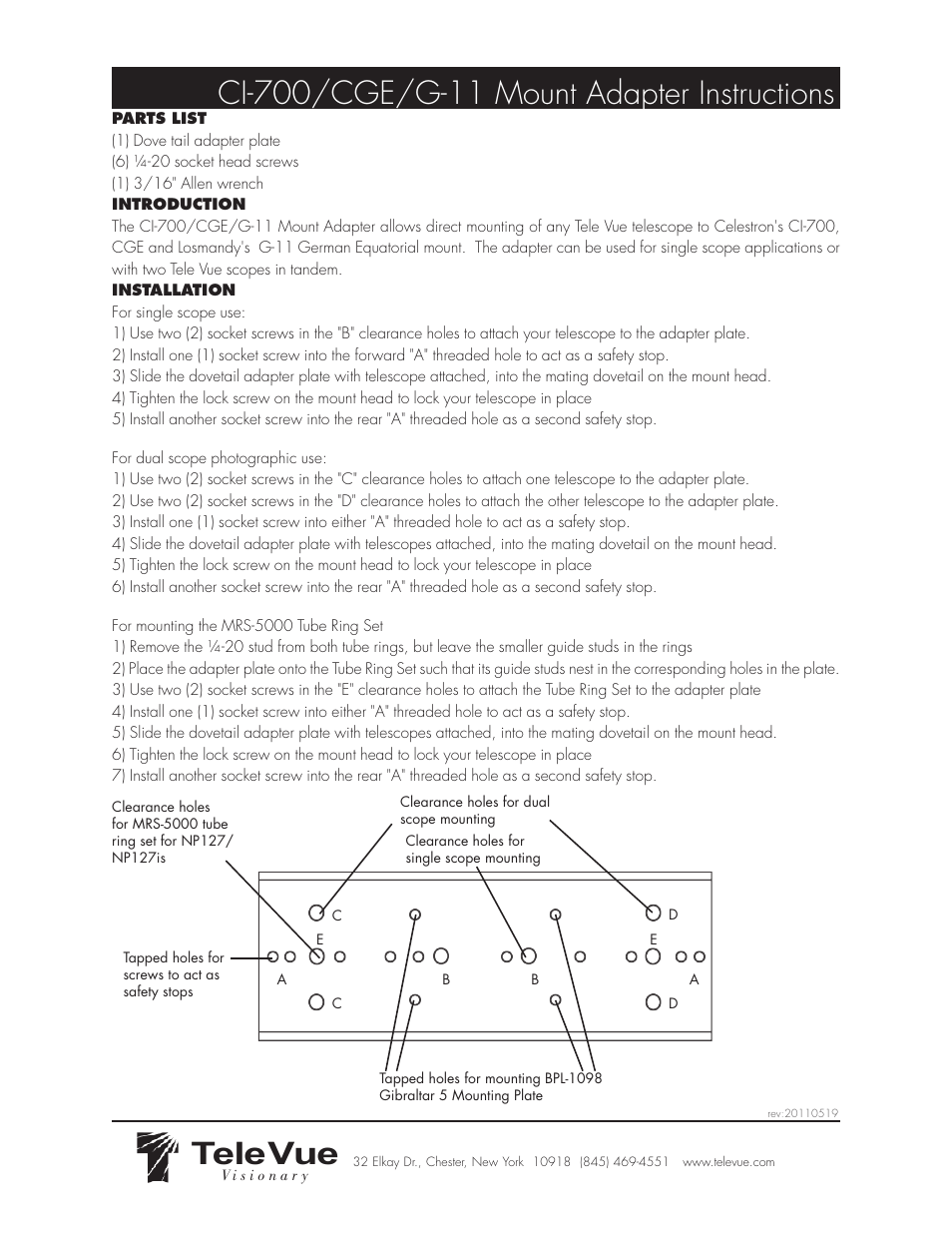 Tele Vue G-11 User Manual | 1 page