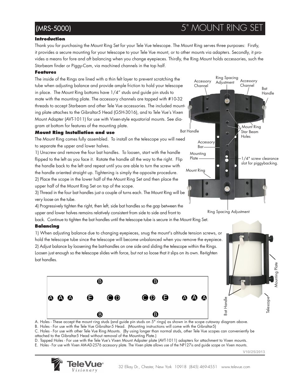 Tele Vue 5inch Mount Ring Set (MRS-5000) User Manual | 1 page