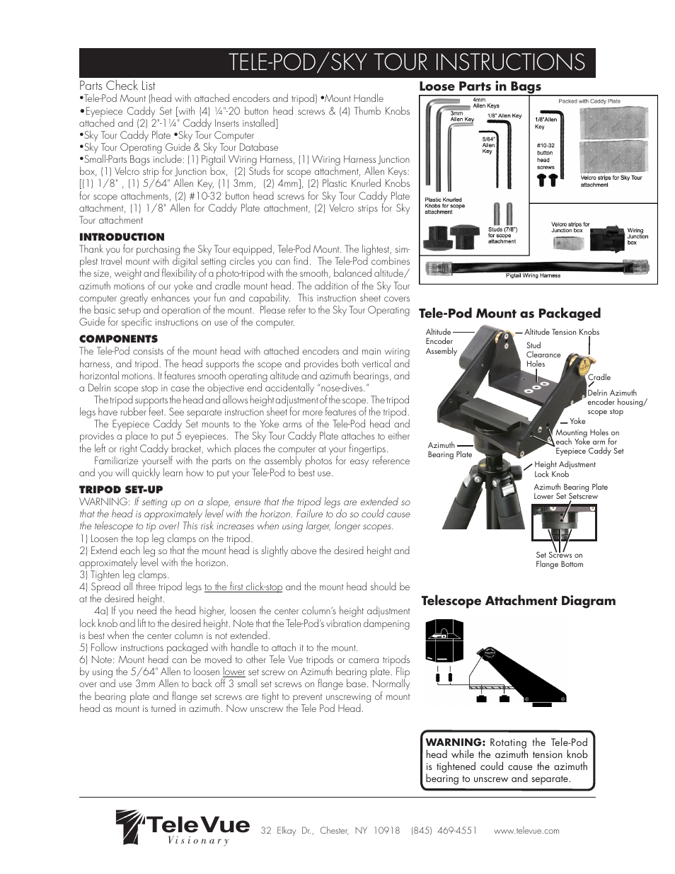 Tele Vue Tele-Pod Sky Tour User Manual | 2 pages