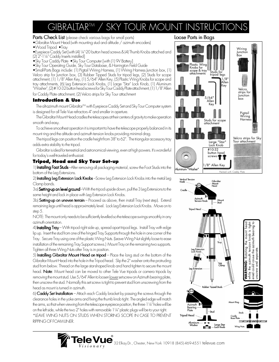 Tele Vue Gibraltar Sky Tour Mount User Manual | 2 pages