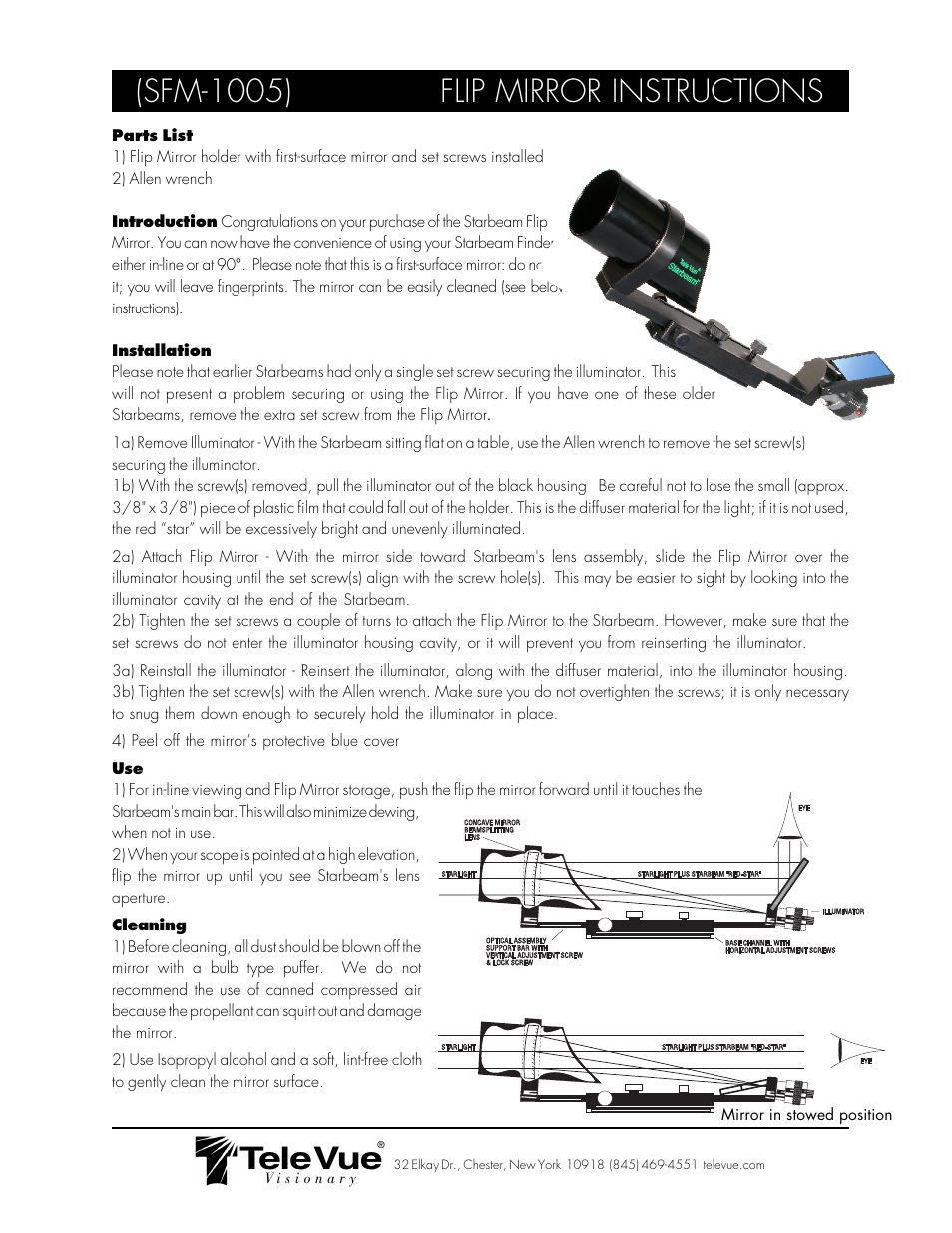 Tele Vue Flip Mirror (SFM-1005) User Manual | 1 page