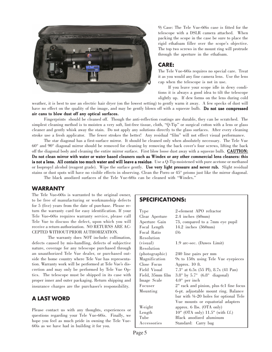 Tele Vue 60is User Manual | Page 5 / 8