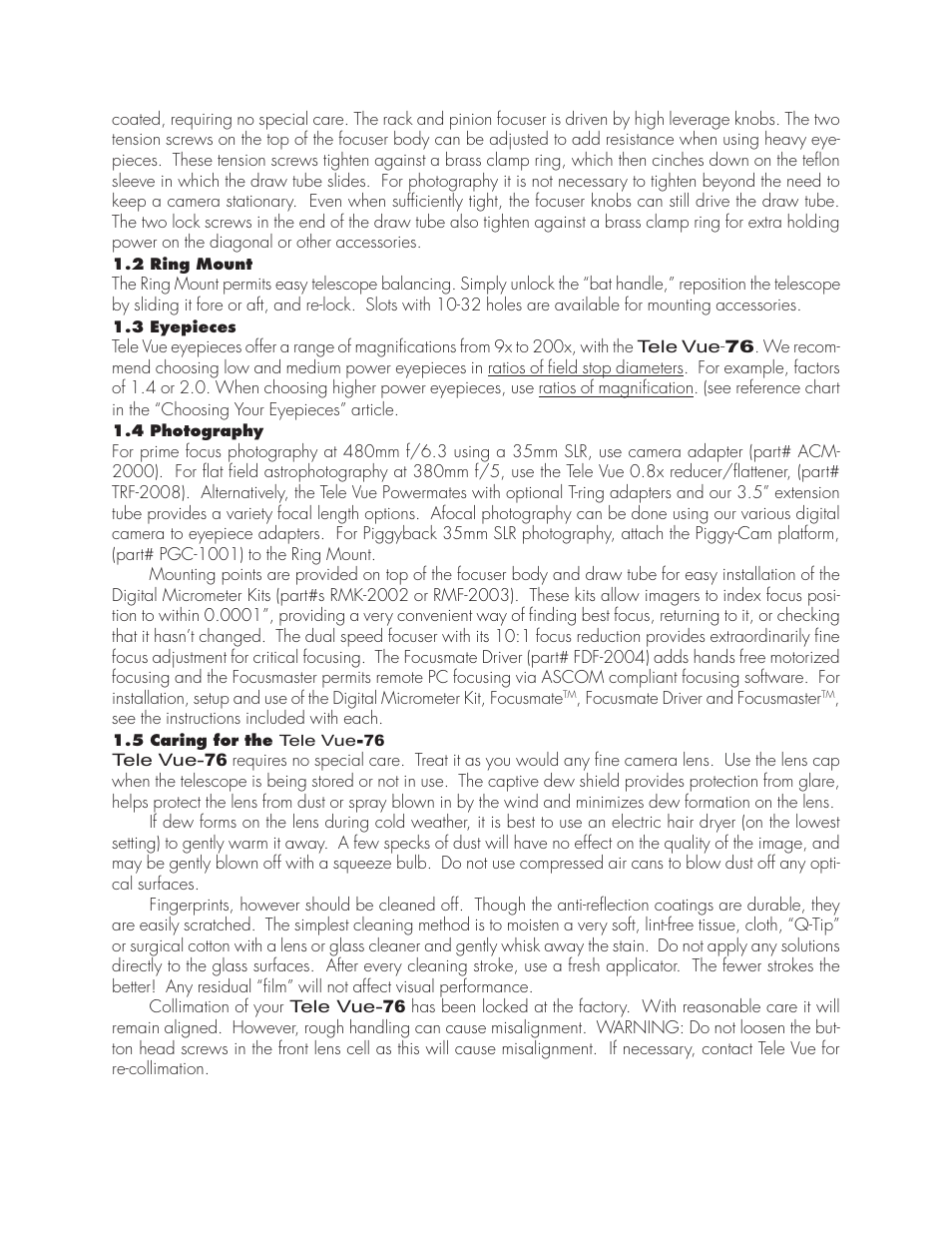 Tele Vue 76 User Manual | Page 2 / 6