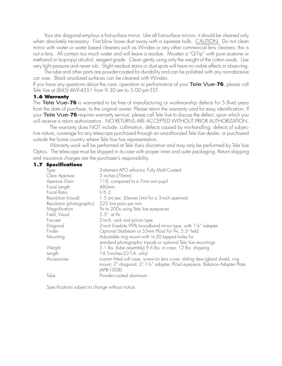 Tele Vue 76 User Manual | Page 5 / 6