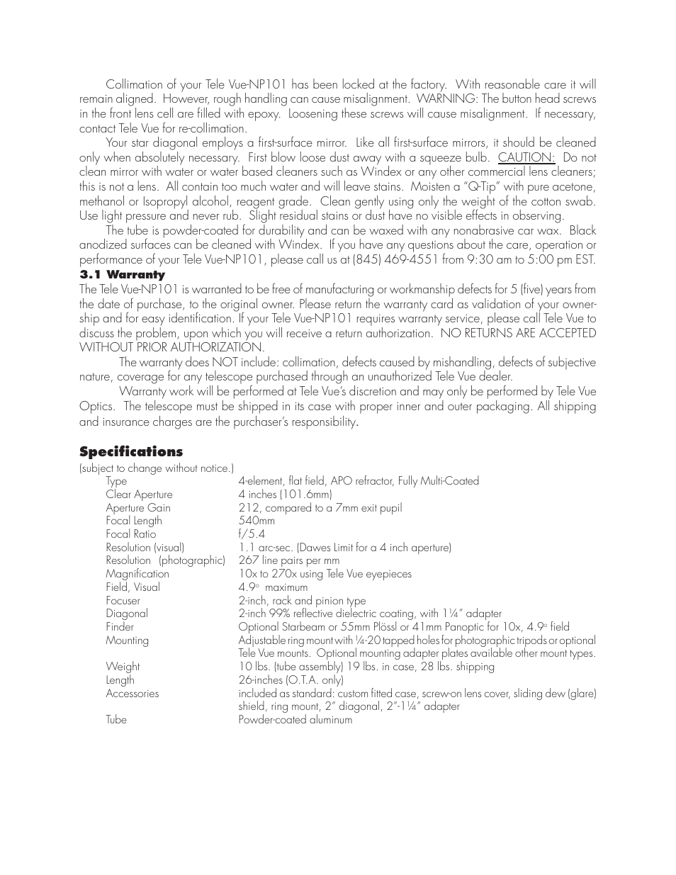 Tele Vue NP101 User Manual | Page 6 / 7