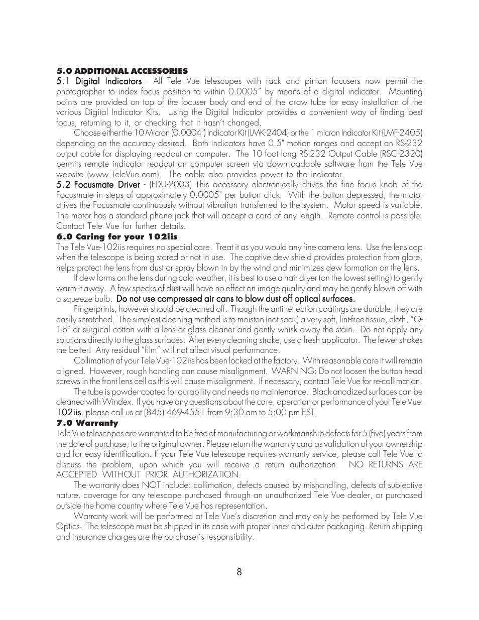 Tele Vue 102iis User Manual | Page 8 / 10