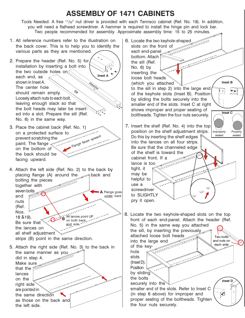 Assembly of 1471 cabinets | Tennsco 1471 User Manual | Page 2 / 4