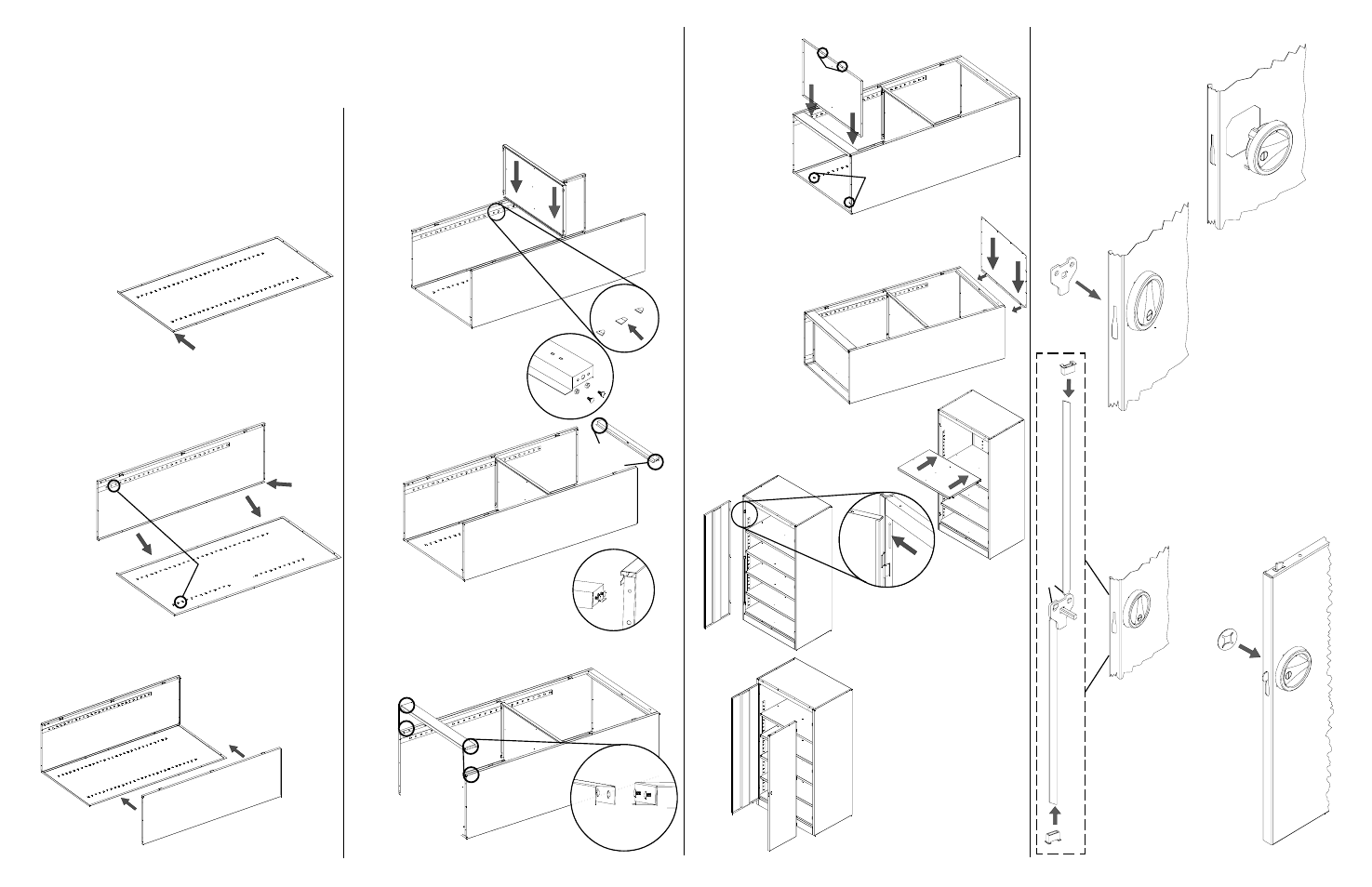 Installation of 1480rh cabinets, Handle/locking system installation instructions | Tennsco 1480RH User Manual | Page 3 / 4