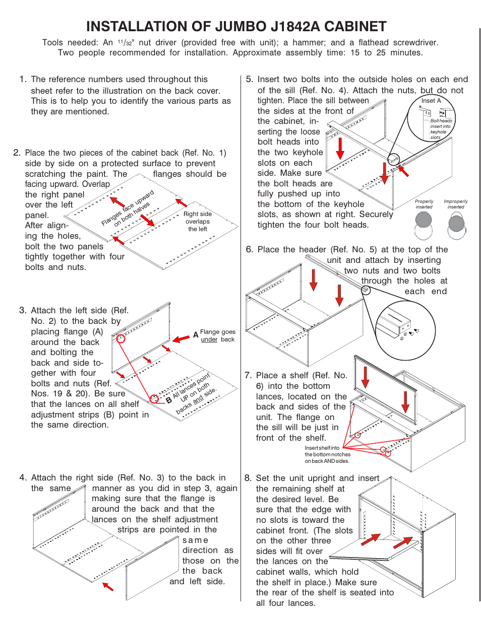 Installation of jumbo j1842a cabinet | Tennsco J2442A User Manual | Page 2 / 4