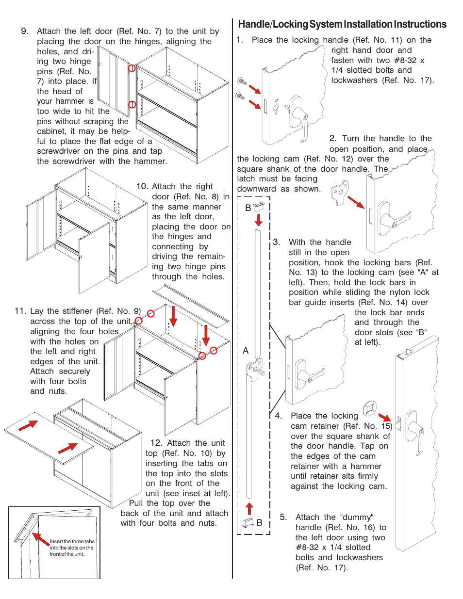 Handle/locking system installation instructions | Tennsco J2442A User Manual | Page 3 / 4