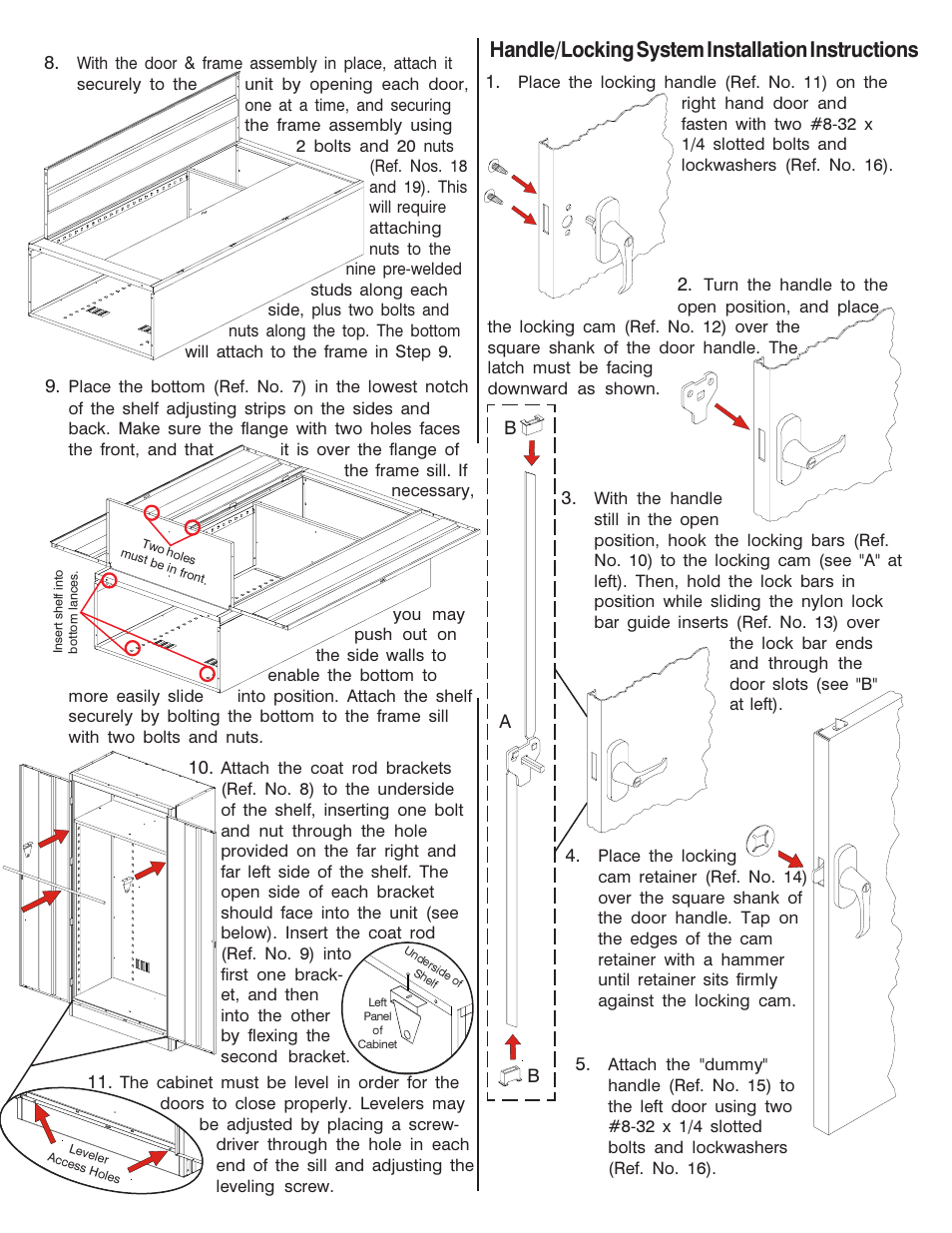 Handle/locking system installation instructions | Tennsco 2471 User Manual | Page 3 / 4