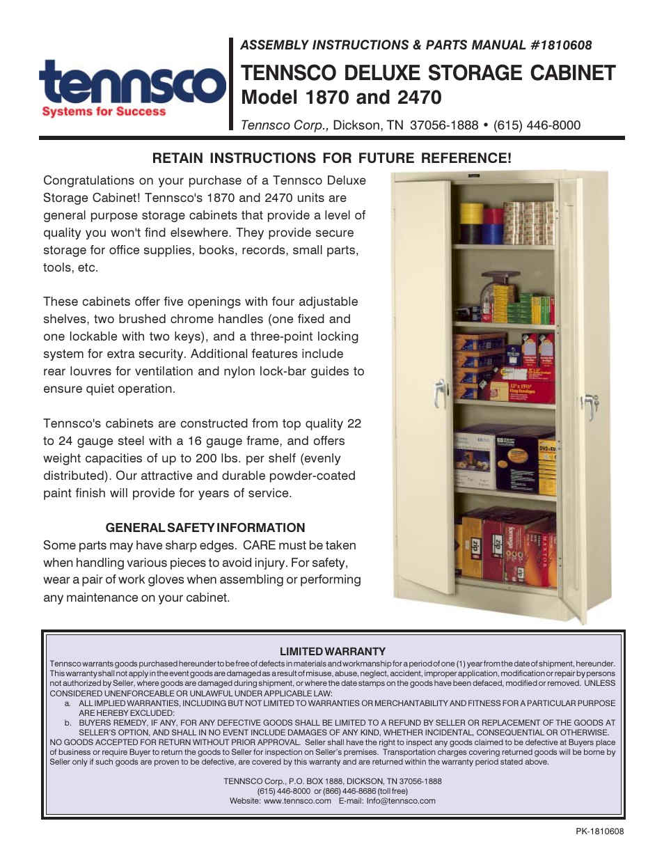 Tennsco 2470 User Manual | 4 pages