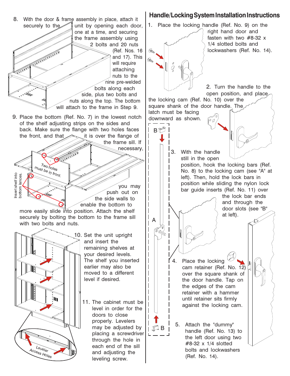 Handle/locking system installation instructions | Tennsco 2470 User Manual | Page 3 / 4
